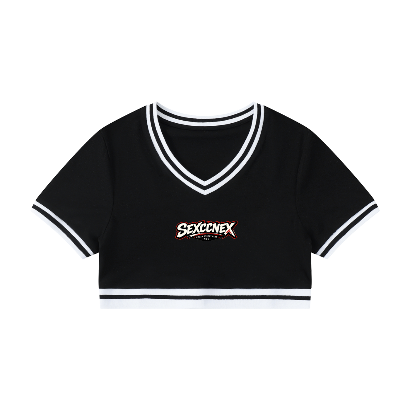 Women's Color Block V-Neck Crop T-Shirt