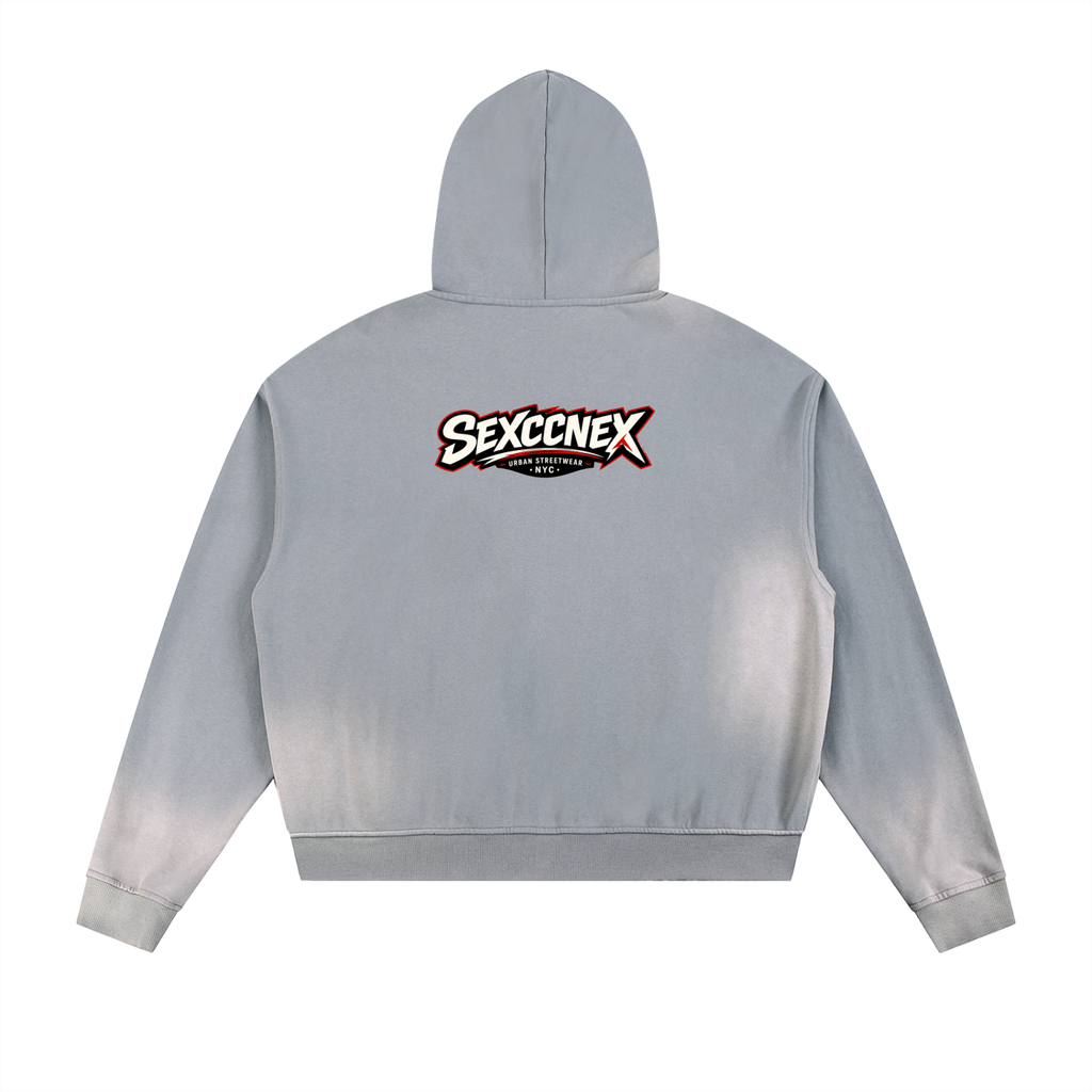 Sun Fade Frayed Raw Edge Fleece Zip Hoodie (Colorways)