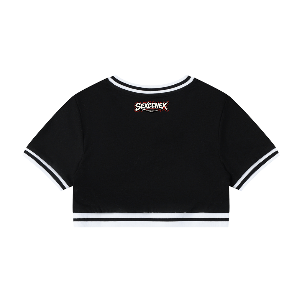 Women's Color Block V-Neck Crop T-Shirt