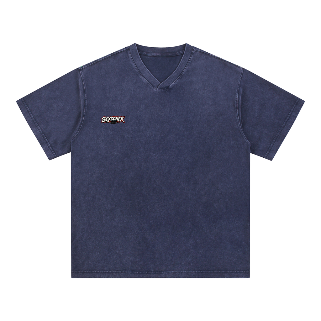 Snow Washed V-Neck Cotton T-Shirt (Colorways)