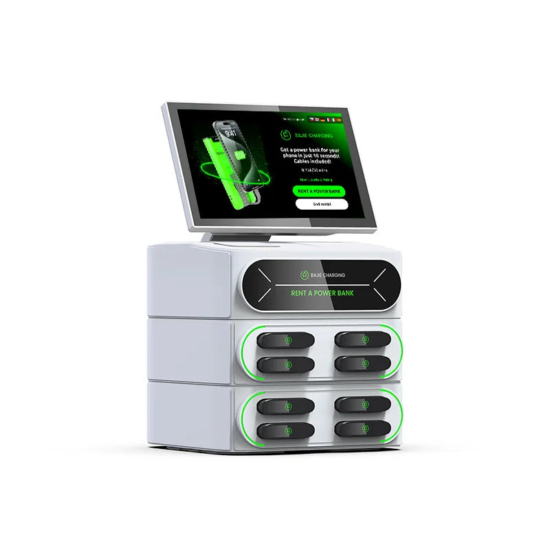 Public Commercial Power Bank Mobile Phone Charging Station Vending Machine Kiosk with Screen Cabinet 8 Slots Rental Portable