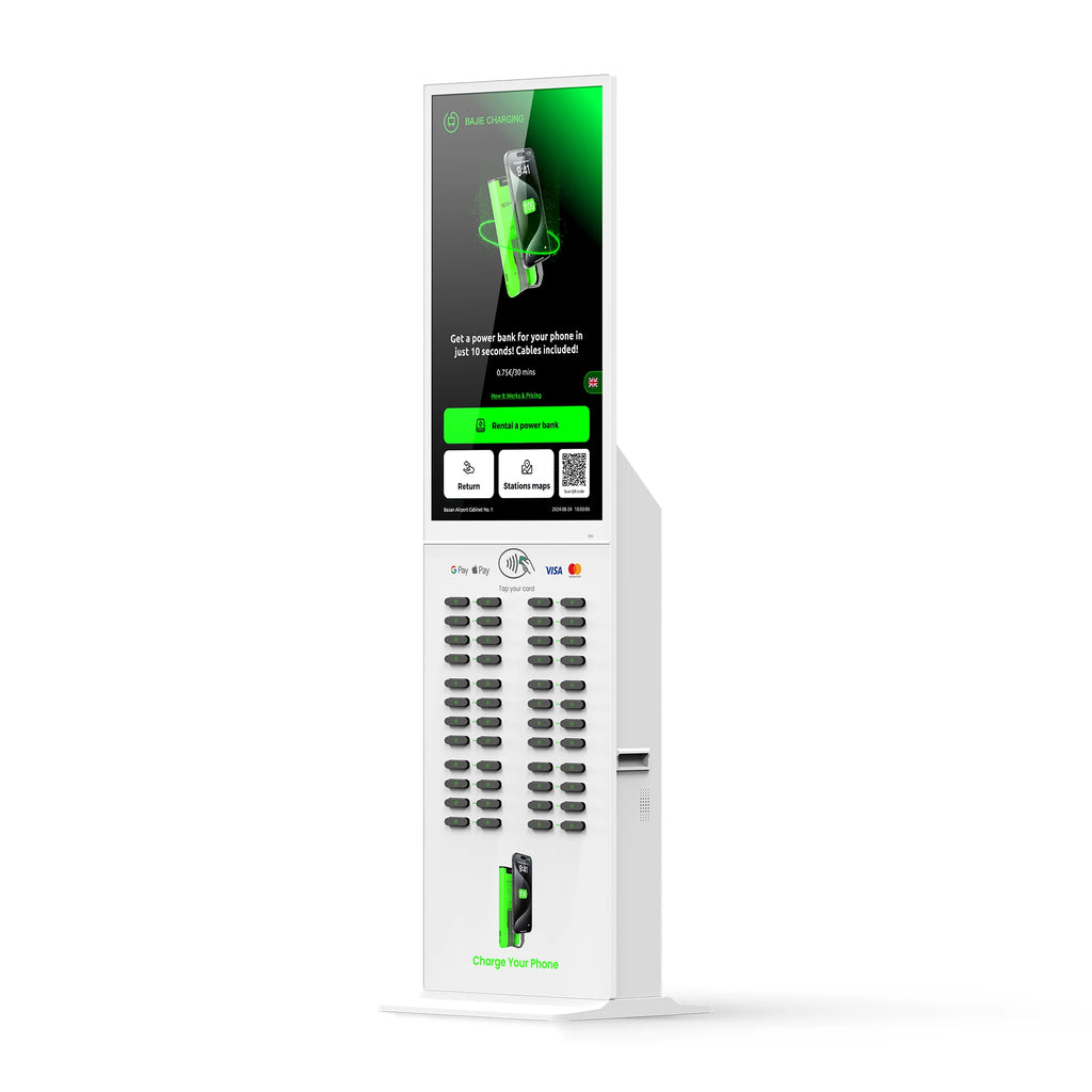 48-Slot Power Bank Rental Kiosk 43 Touchscreen Built-in POS Self-Service Charging Power Bank Rental Station Vending Machine