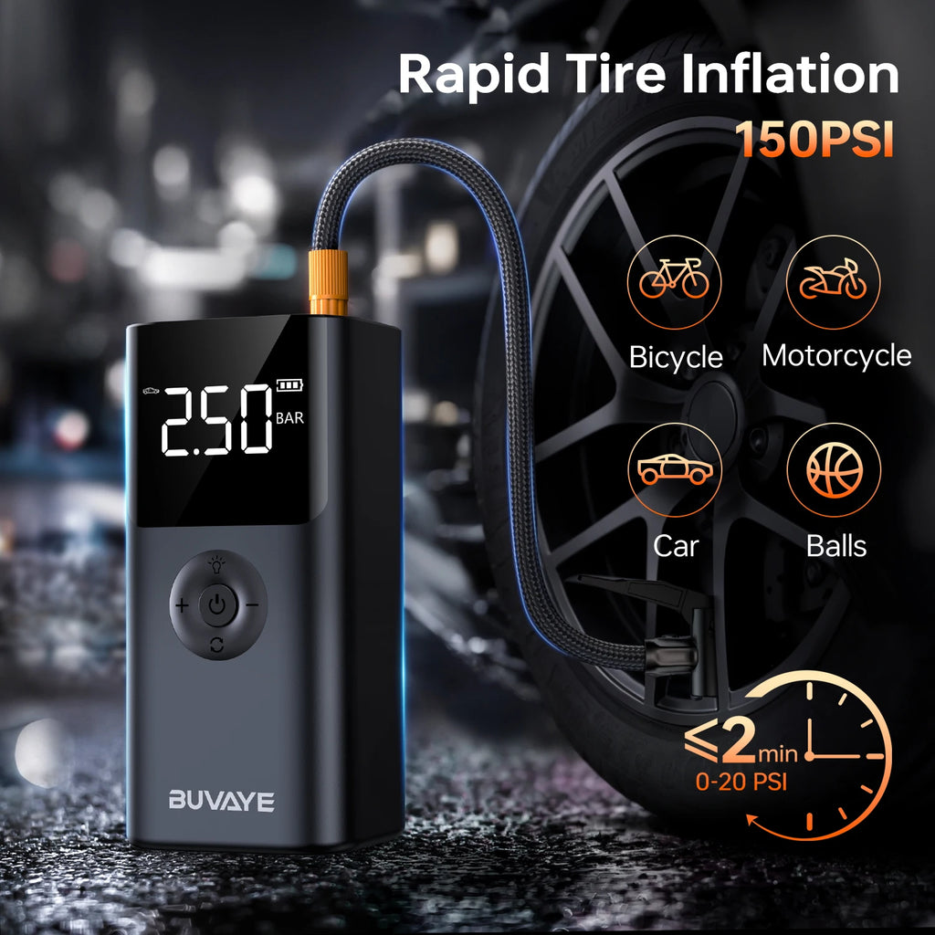 Portable 4000A Car Jump Starter with 150PSI Air Compressor Tire Inflator Power Bank Digital Display SOS LED Light for Emergency