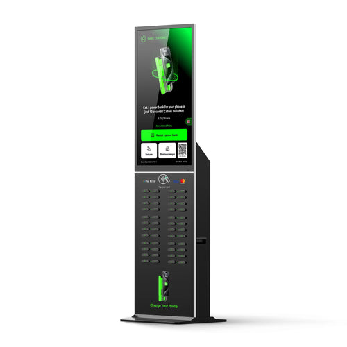 48-Slot Power Bank Rental Kiosk 43 Touchscreen Built-in POS Self-Service Charging Power Bank Rental Station Vending Machine