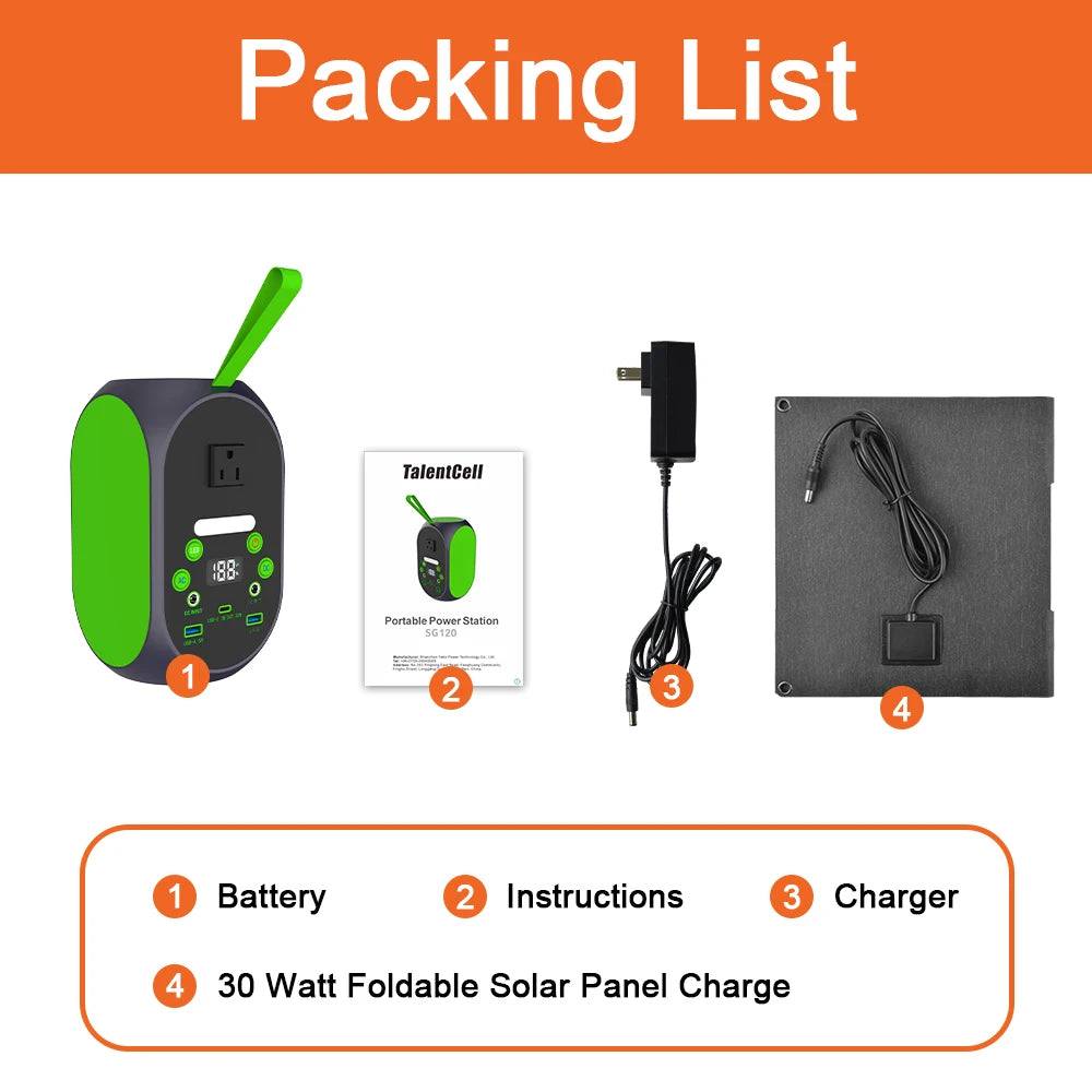 Free Shipping USA AC Outlet 120W Peak Power Bank Power Station for Home Backup Outdoor Emergency RV Van Hunting
