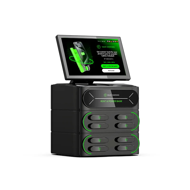Public Commercial Power Bank Mobile Phone Charging Station Vending Machine Kiosk with Screen Cabinet 8 Slots Rental Portable