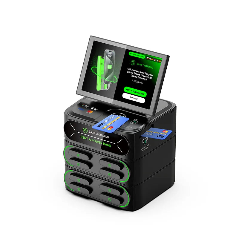Public Commercial Power Bank Mobile Phone Charging Station Vending Machine Kiosk with Screen Cabinet 8 Slots Rental Portable