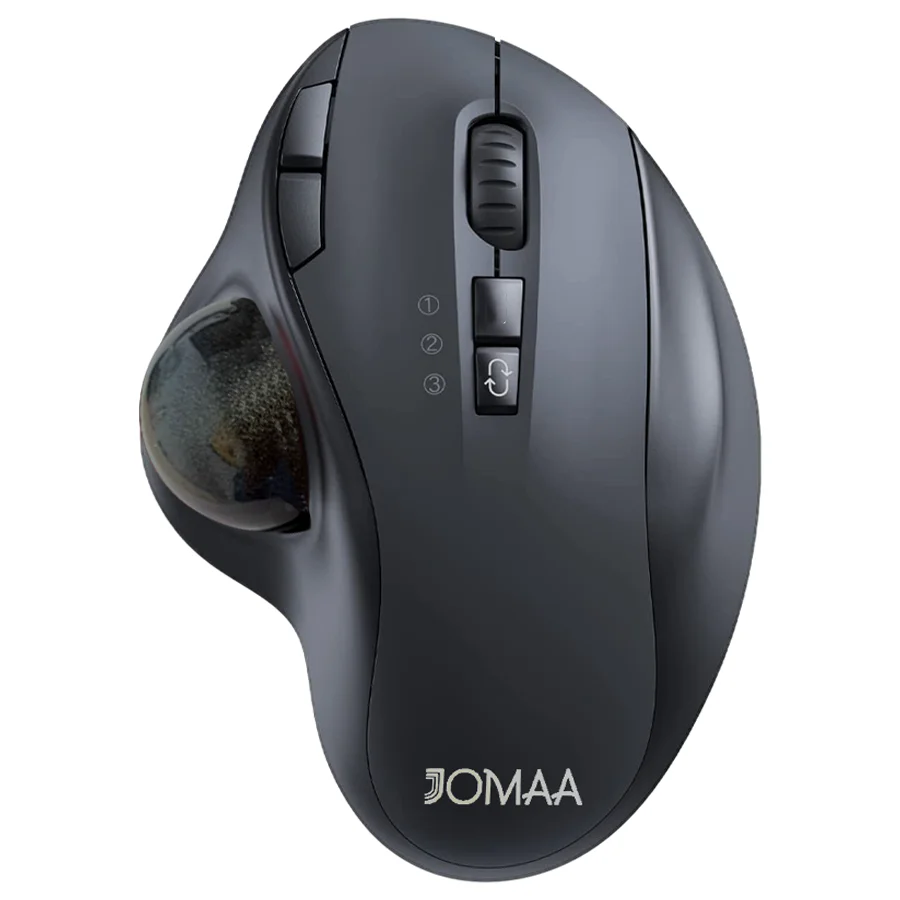 JOMAA Ergonomic Wireless USB Trackball Mouse Adjustable 2400 CPI Dual Mode up to 3 Devices Right-Handed Mouse for Laptop