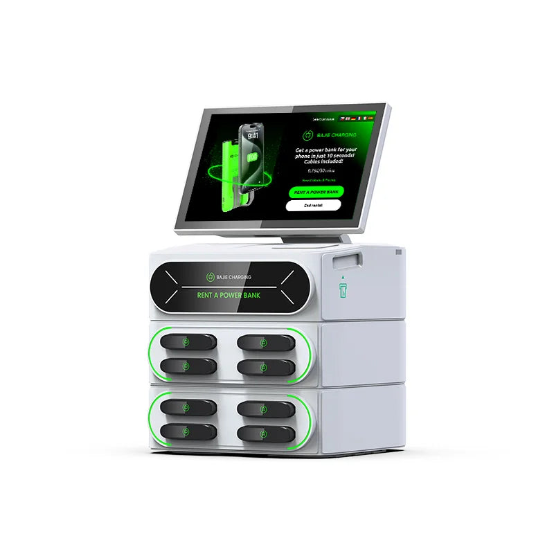 Public Commercial Power Bank Mobile Phone Charging Station Vending Machine Kiosk with Screen Cabinet 8 Slots Rental Portable