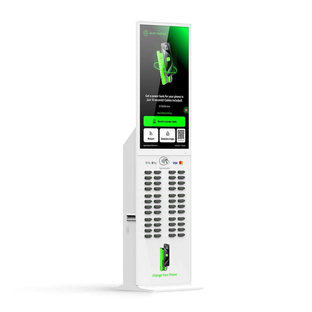 48-Slot Power Bank Rental Kiosk 43 Touchscreen Built-in POS Self-Service Charging Power Bank Rental Station Vending Machine