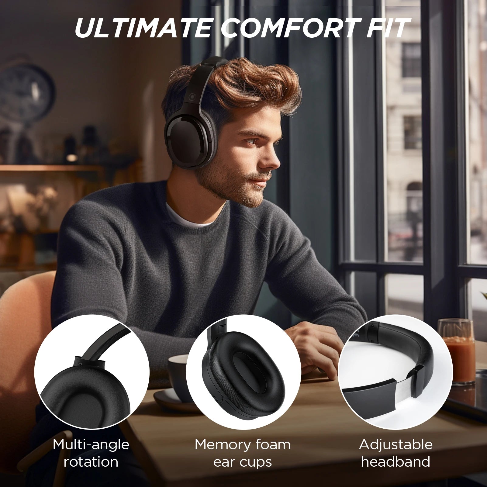 Gaming ANC Headphones Bluetooth Wireless Headphones with ANC Mode and Transparency Mode