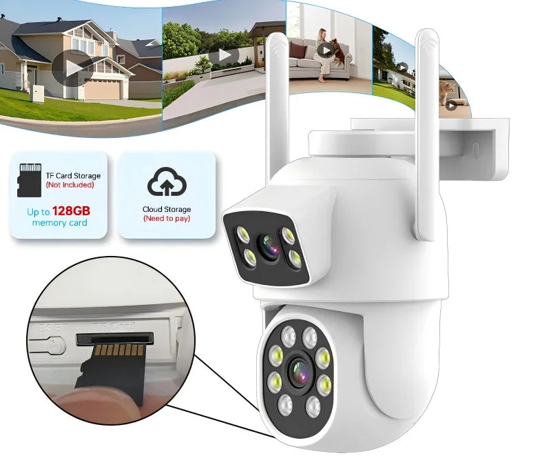 Dome Cctv Outdoor Security Camera High Definition Full Color Night Vision Motion Detection Humanoid Tracking Ip Wifi Ptz Camera