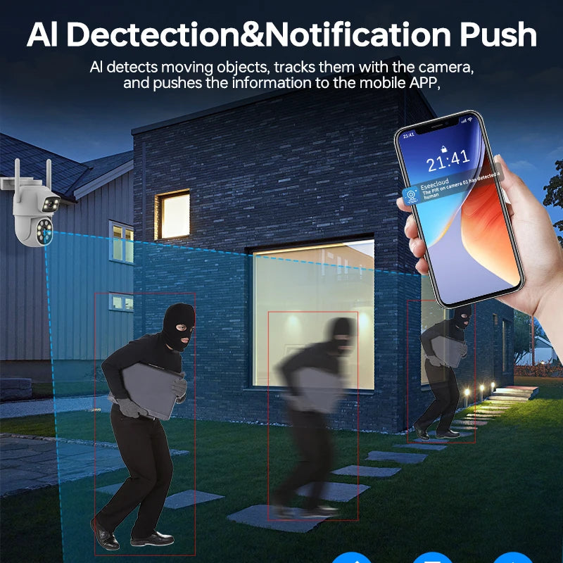 Dome Cctv Outdoor Security Camera High Definition Full Color Night Vision Motion Detection Humanoid Tracking Ip Wifi Ptz Camera