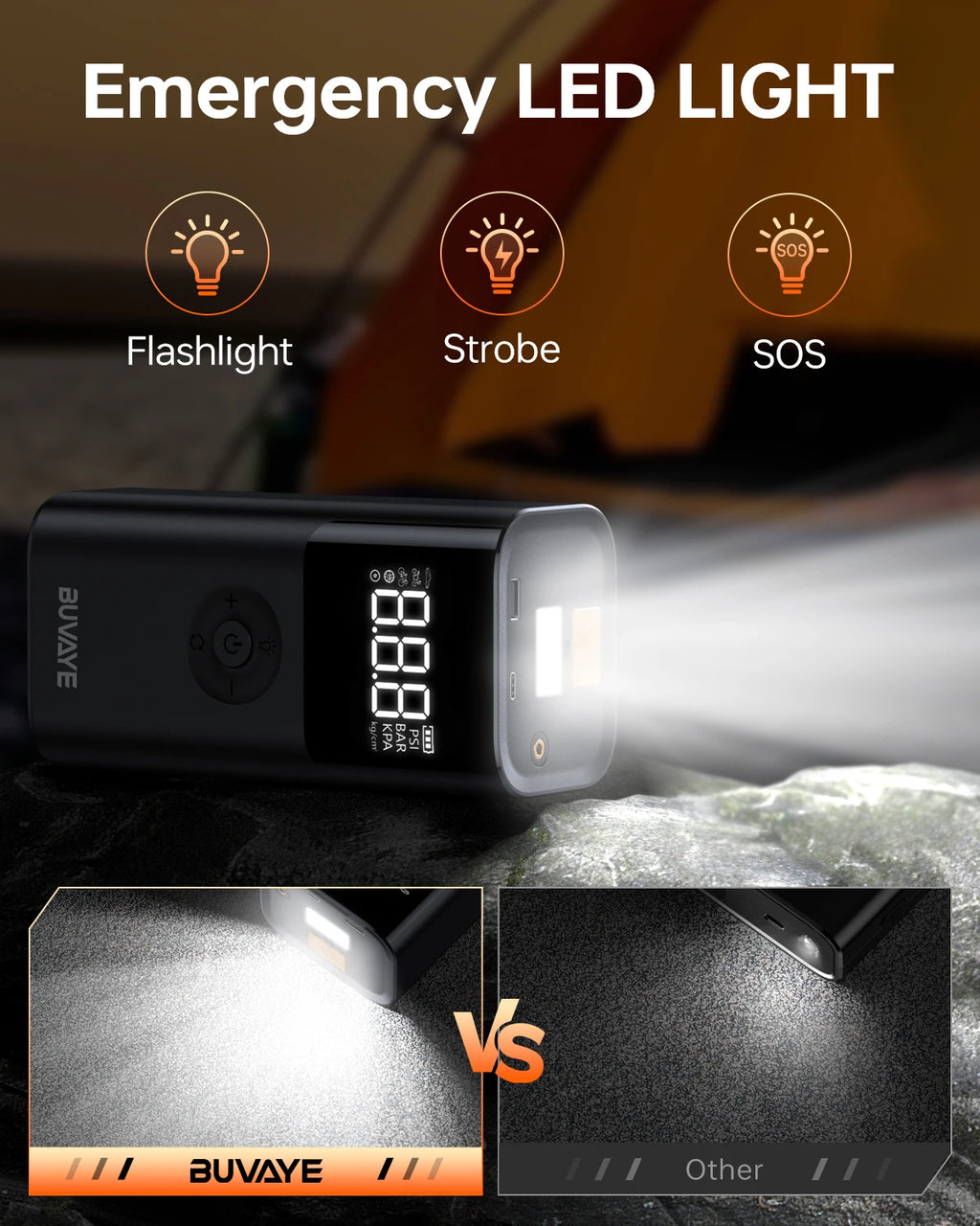 Portable 4000A Car Jump Starter with 150PSI Air Compressor Tire Inflator Power Bank Digital Display SOS LED Light for Emergency