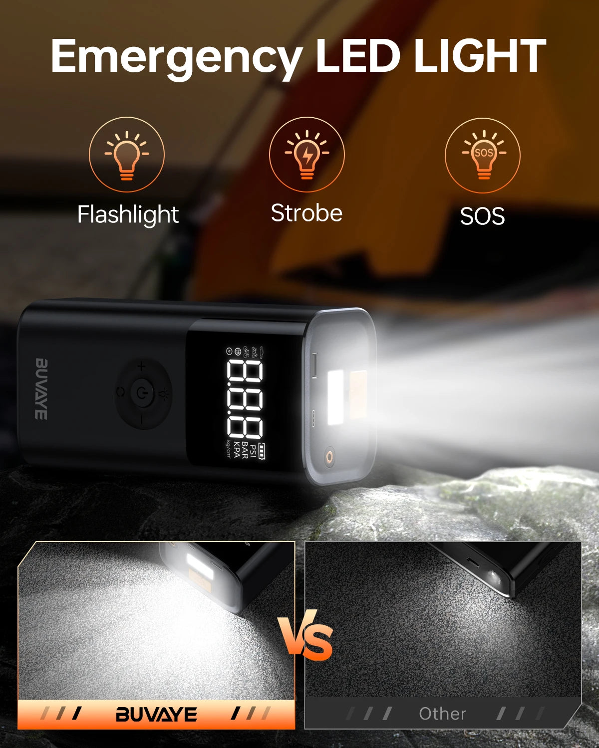 Portable 4000A Car Jump Starter with 150PSI Air Compressor Tire Inflator Power Bank Digital Display SOS LED Light for Emergency