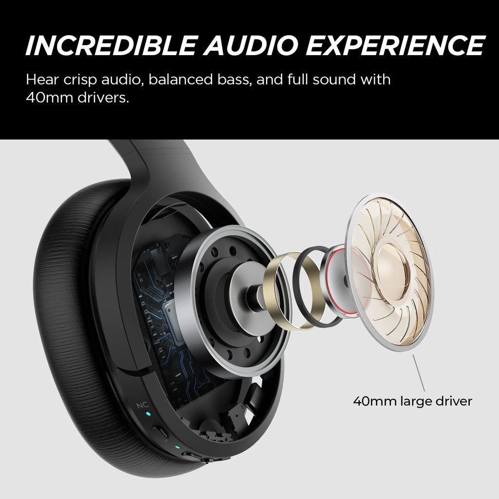 Gaming ANC Headphones Bluetooth Wireless Headphones with ANC Mode and Transparency Mode