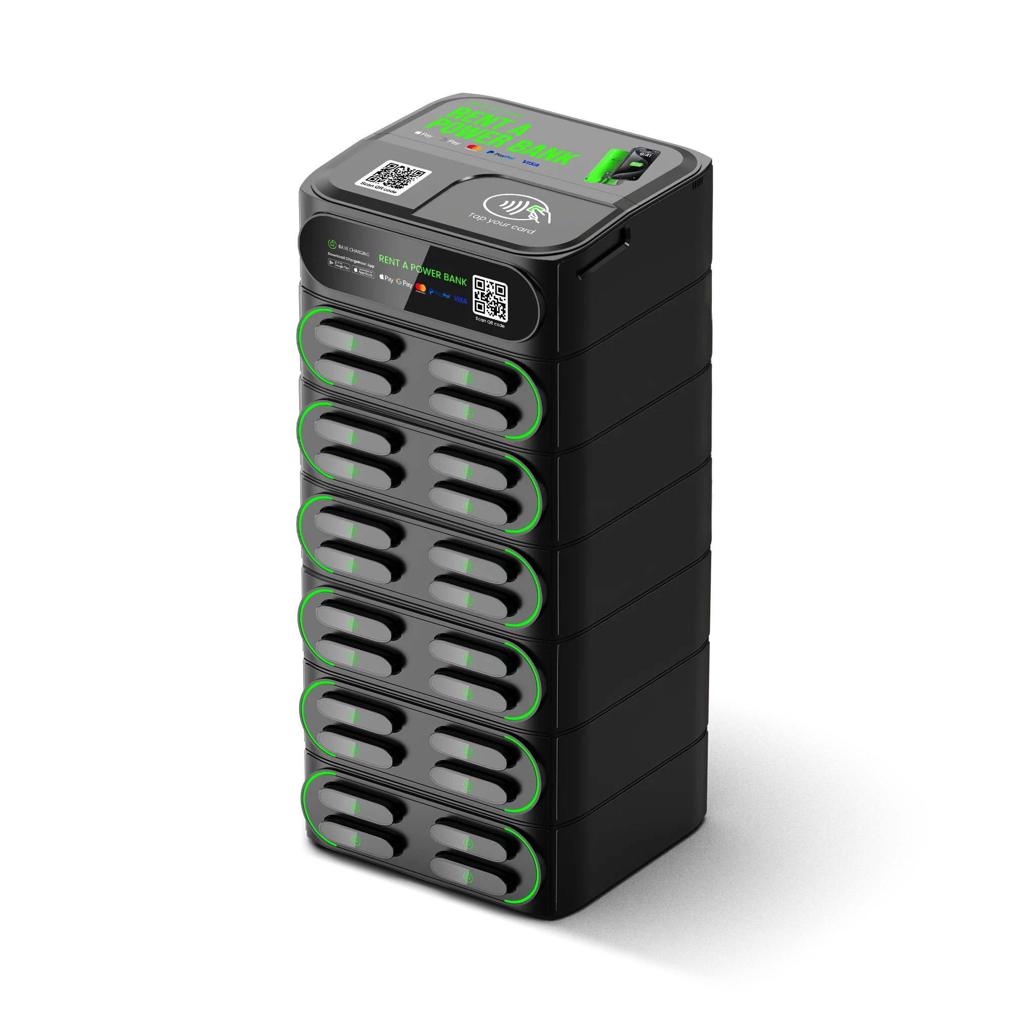 2025 Now Product 6000mah Power Bank Vending Machines Classic Stacking Mobile Phone Charging Rental Station with Embedded M2 Pos