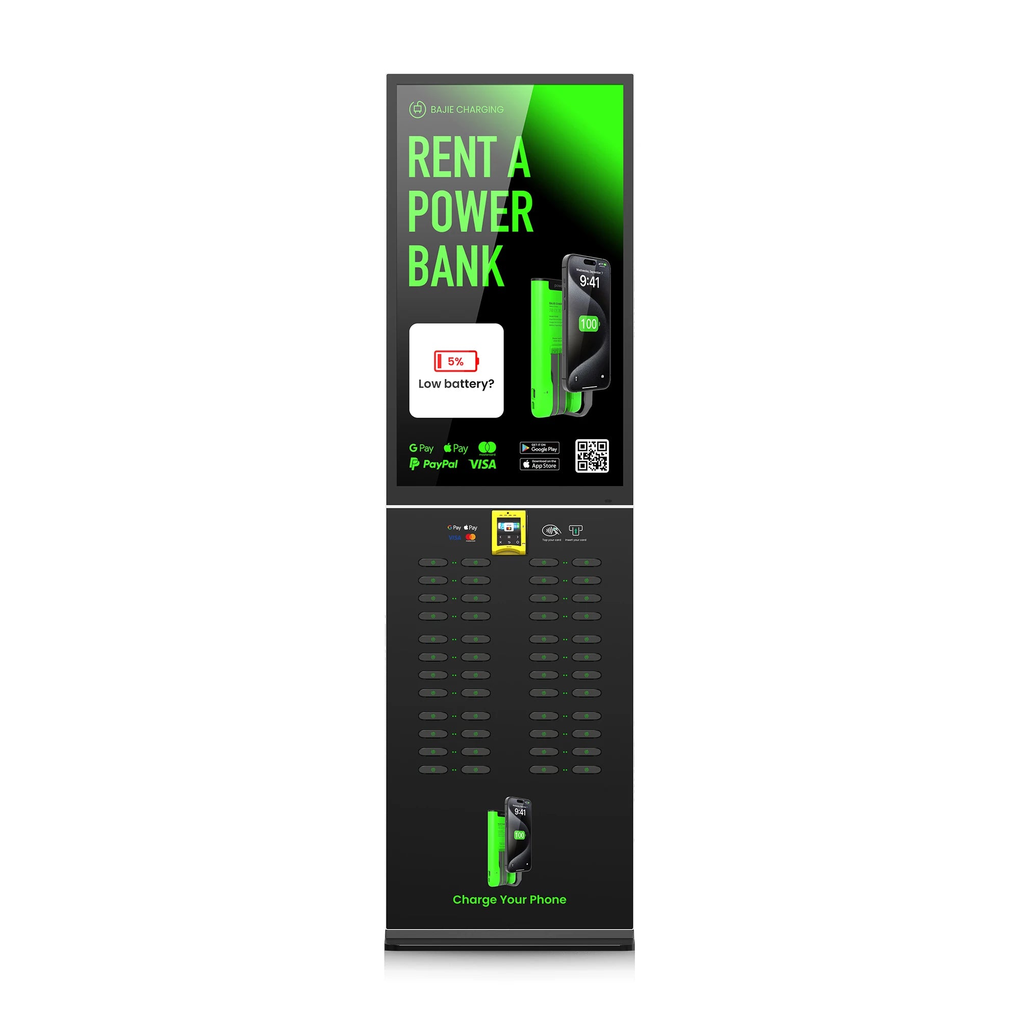 Self-Service Portable Power Bank Rental 48-Slot POS Charging System for Outdoor Use High Capacity Mah Power Bank