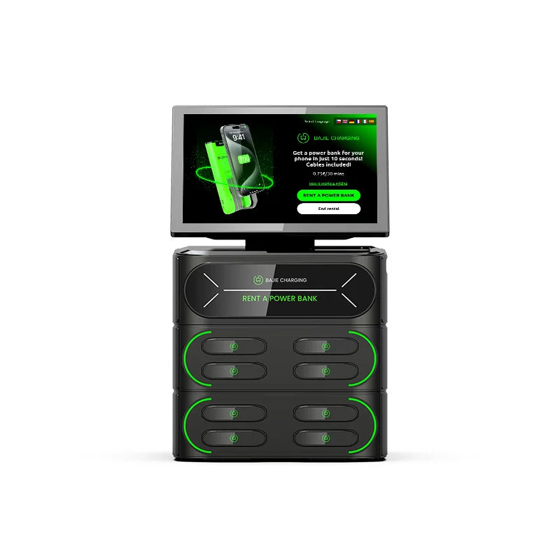 Public Commercial Power Bank Mobile Phone Charging Station Vending Machine Kiosk with Screen Cabinet 8 Slots Rental Portable