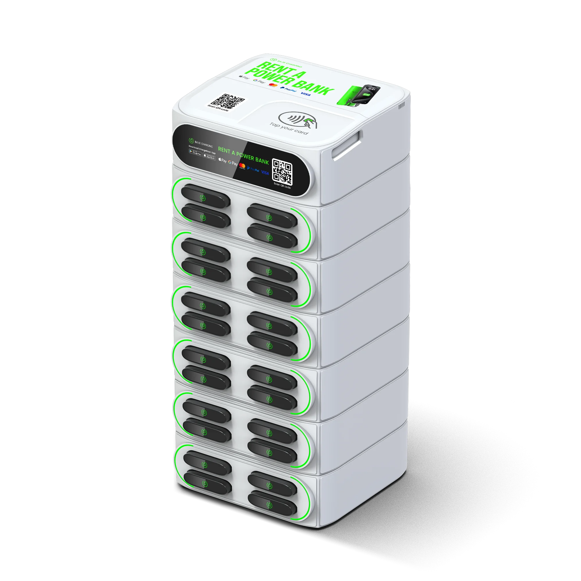 2025 Now Product 6000mah Power Bank Vending Machines Classic Stacking Mobile Phone Charging Rental Station with Embedded M2 Pos