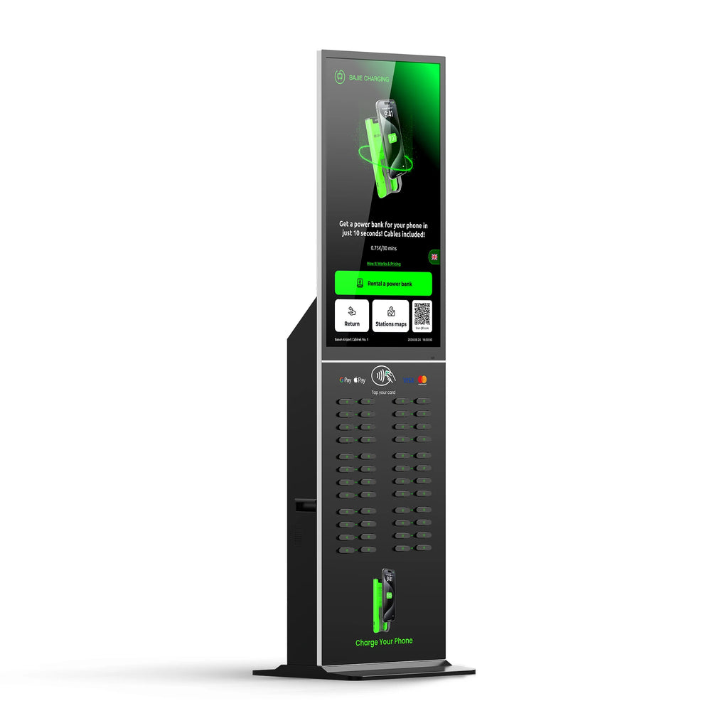 48-Slot Power Bank Rental Kiosk 43 Touchscreen Built-in POS Self-Service Charging Power Bank Rental Station Vending Machine