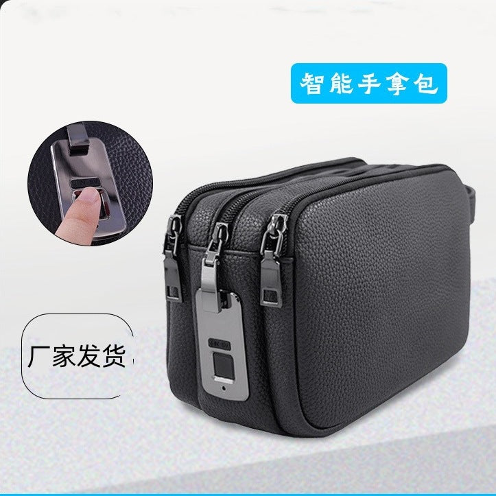 Business Men's Clutch Bag New Multi-function Large Capacity Intelligent Anti-theft Mobile Phone Bag Casual Fingerprint Lock Clutch Bag