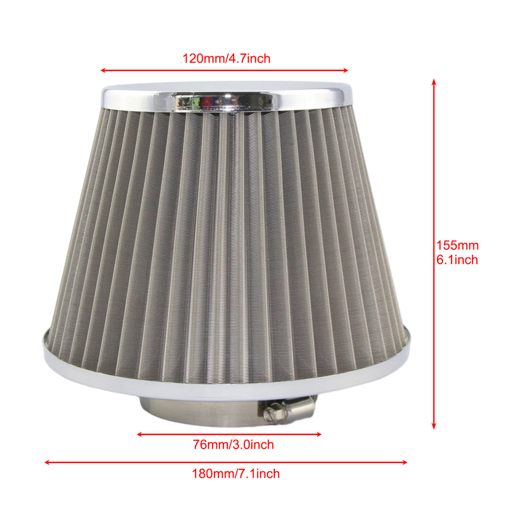 Car air filter high flow mushroom head engine intake modified mushroom head stainless steel mesh filter
