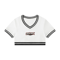 Women's Color Block V-Neck Crop T-Shirt